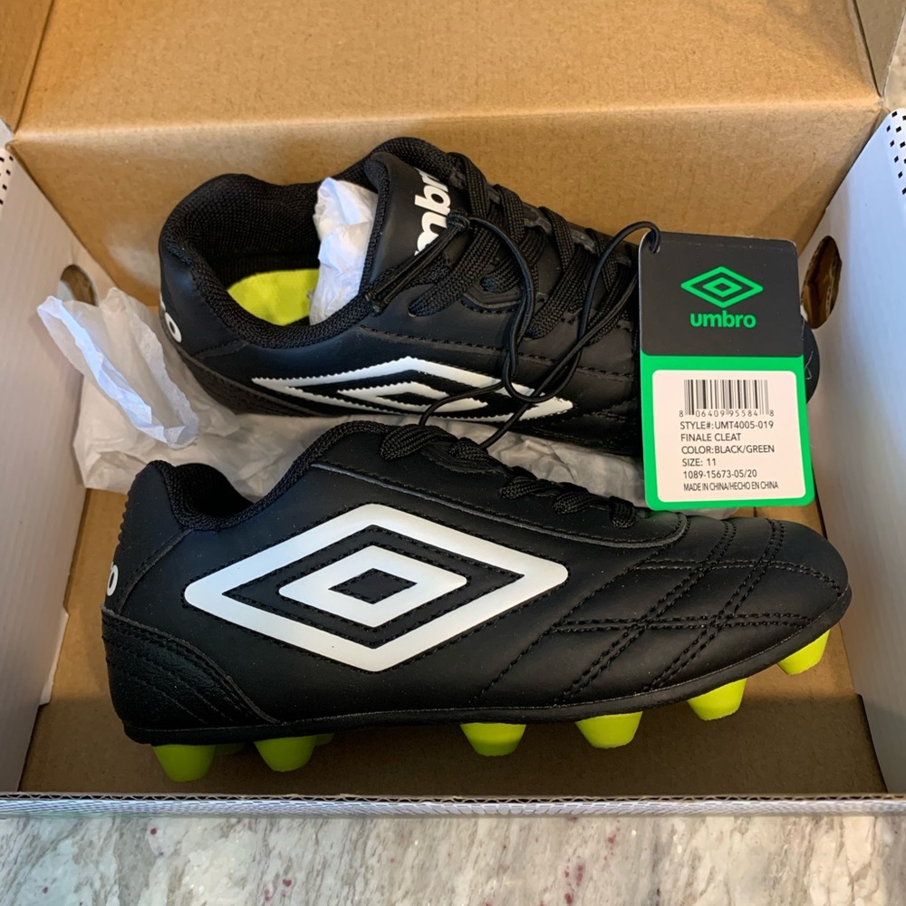 Umbro youth cleats and shin guards